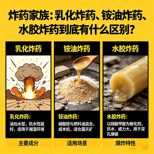 商丘炸药家族：乳化炸药、铵油炸药、水胶炸药到底有什么区别？